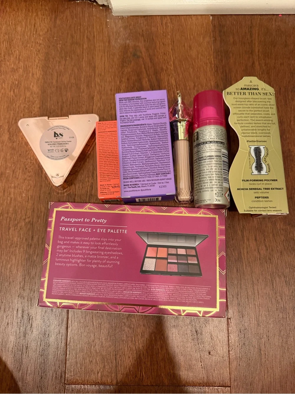 Laura Geller Passport, youth foria, Jeffrey Star, mascara, concealer, and shampo